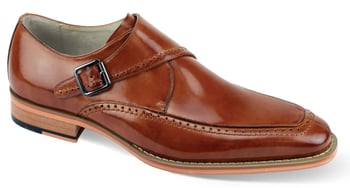 Giovanni "Amato" Cognac Genuine Calfskin Monk Strap Slip-On Shoes.
