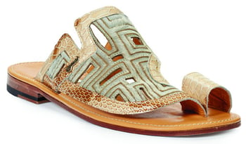 Mauri "Piranesi" 1885 Beige Genuine Malabo / Pony Hair Perforated Sandals.