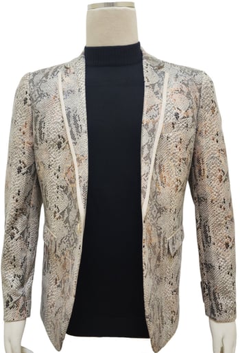 Pronti Beige / Black / Bronze Snakeskin Print Modern Fit Blazer B3607