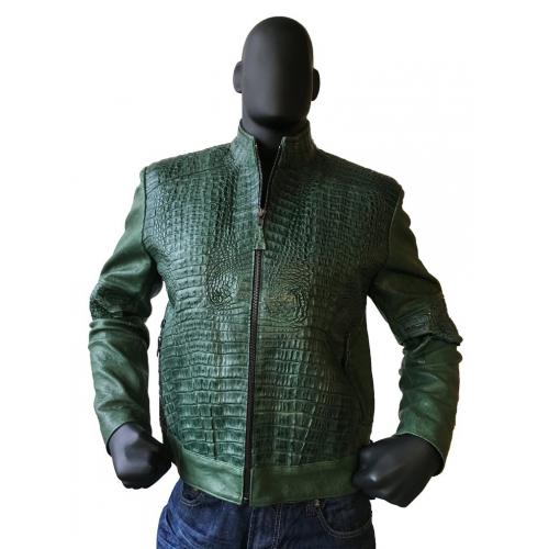 Genuine Alligator Alligator Skin Jacket Mens G-Gator Green