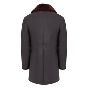 G-Gator 4400 Burgundy Shearling Sheepskin Nappa Trench Coat Double Breasted USA Made