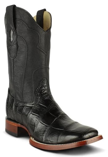 Los Altos Black Genuine American Alligator Wide Square Toe Cowboy Boots 8225805