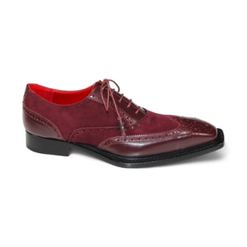 Emilio Franco "Antonio" Burgundy Genuine Italian Suede Leather Lace-Up Dress Shoes.