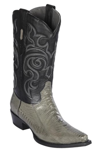 Los Altos Gray Genuine Ostrich Leg Snip Toe Cowboy Boots 940509