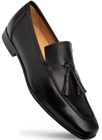 Mezlan "Javea" Black Genuine Soft Skin Leather Tassel Loafer 21146.