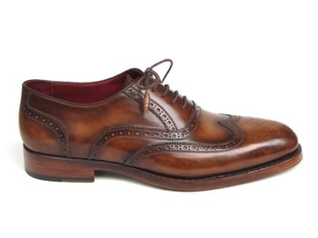 Paul Parkman "027-TAB'' Tobacco Genuine Leather Wingtip Shoes.