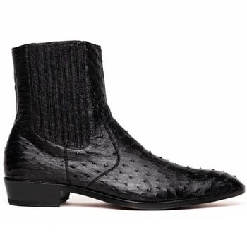 Marco Di Milano "Giorgio" Black Genuine Ostrich Quill Dress Boot