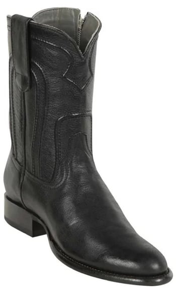 Los Altos Black Genuine Belmont Round Roper Toe With Zipper Style Cowboy Boots 69Z2105