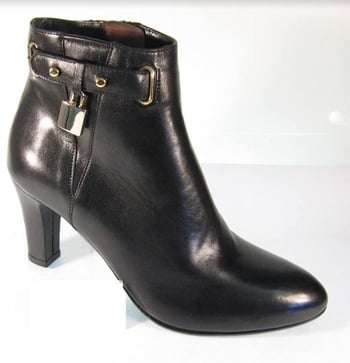 Mauri Ladies Black Genuine Leather Silver Lock Dress Boots.