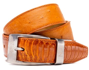 Marco Di Milano Alessio Belt Cognac Genuine Ostrich Exotic Belt