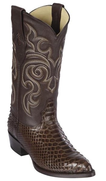 Los Altos Brown Genuine Python Snakeskin J Toe Cowboy Boots 995707