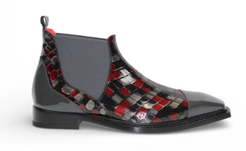 Emilio Franco Couture EFC352 Red/Grey Patent Leather Ankle Boots Made in Italy