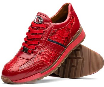 Marco Di Milano ''Brescia'' Red Genuine Python and Calfskin Fashion Sneakers