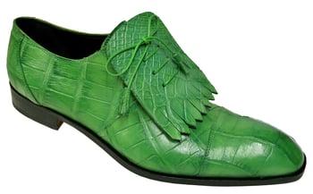 Mauri "King" 2527 Emerald Green Genuine All-Over Alligator Shoes With Kiltye On Front