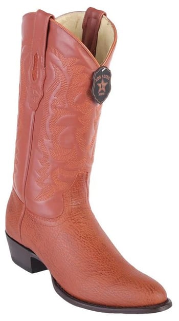 Los Altos Cognac Genuine Sharkskin Round Toe Cowboy Boots 659303