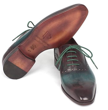 Paul Parkman ''GH88BB'' Genuine Leather Green / Bordeaux Plain Toe Shoes.