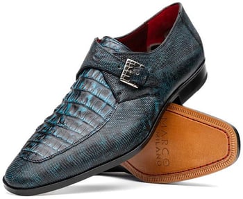 Marco Di Milano "Toluca" Blue / Black Genuine Caiman Crocodile And Lizard Dress Shoes