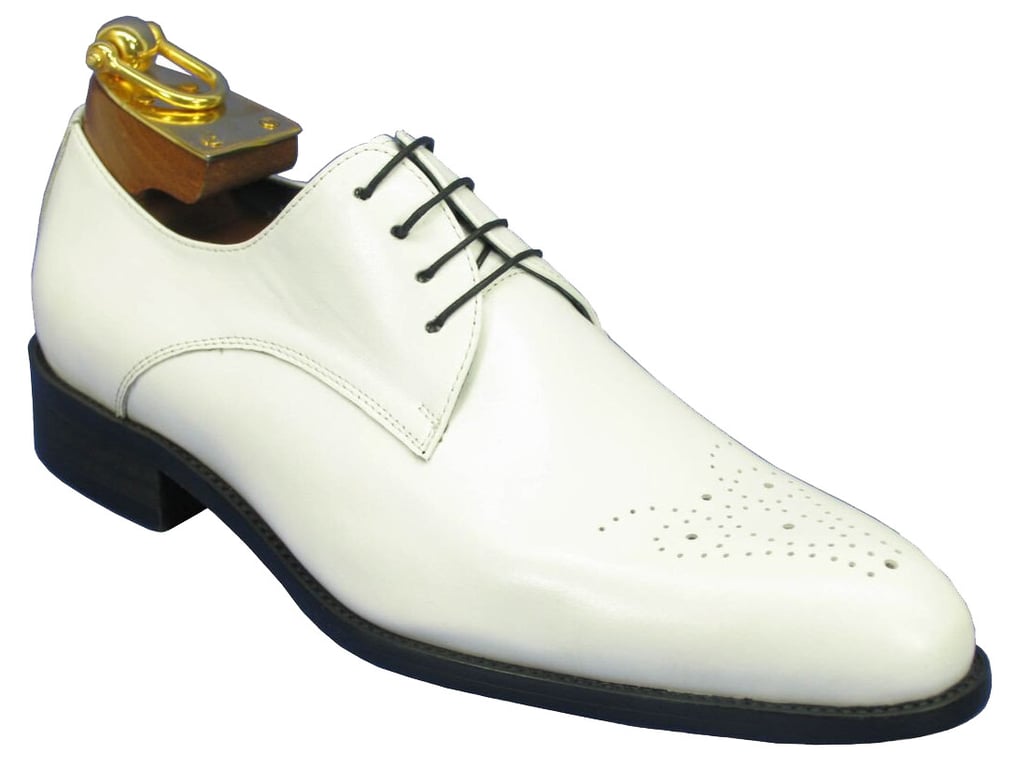 Carrucci White Genuine Calf Skin Leather Perforated Oxford  display picture 1
