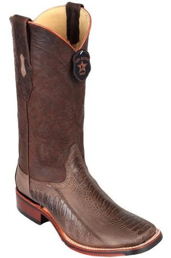 Los Altos Greasy Finish Genuine Ostrich Leg Wide Square Toe Cowboy Boots 826G0507