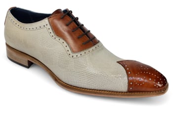 Duca Di Matiste "Marino" Brandy/Neutro Genuine Italian Calf Leather Snake Print Dress Shoes.