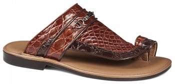 Mauri "1953/3" Sport Rust / Gold Genuine Crocodile Flanks Sandals.