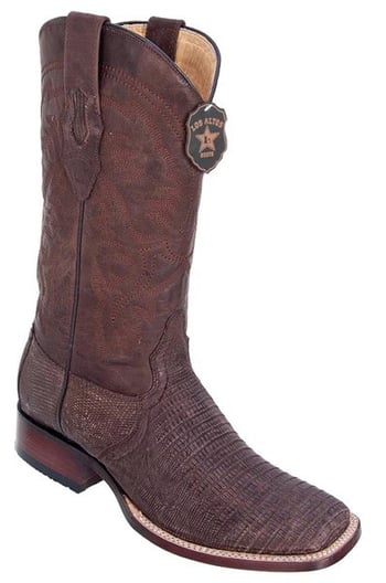 Los Altos Sanded Brown Genuine Teju Lizard Wide Square Toe Cowboy Boots 8220735