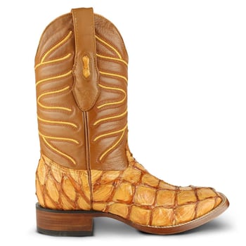 Los Altos Buttercup Genuine Pirarucu Fish Square Toe Cowboy Boots 8221002