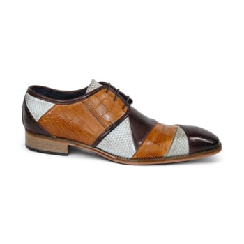 Duca Di Matiste "Imperio" Brown Combo Genuine Italian Calfskin Lace-Up Shoes.