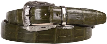 Mauri "0100/35" Money Green Genuine Baby Crocodile Belt