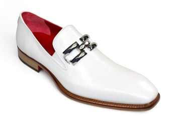 Emilio Franco "Francesco" White Genuine Italian Calf Leather With Bracelet Loafers.