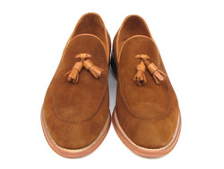 Paul Parkman 087 Camel Genuine Suede Loafer Shoes With Tassel