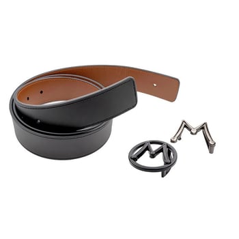 Mezlan Black / Cognac Reversible Genuine Calfskin Leather Belt AO11534.