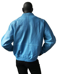 G-Gator Baby Blue Genuine Lambskin Leather Baseball Varsity Bomber Jacket 1051.