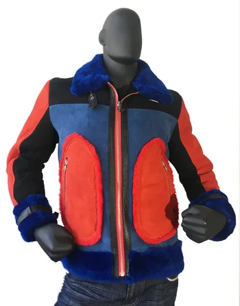 G-Gator Red / Blue Genuine Sheepskin Aviator Jacket 710.