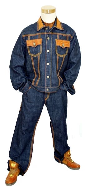 G-Gator Genuine Hornback Alligator Denim Outfit D10/O11-1