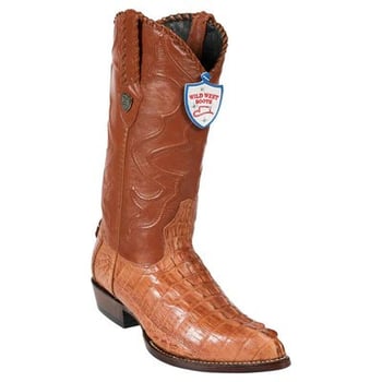 Wild West Cognac Genuine Caiman Tail J Toe Cowboy Boots 2990103