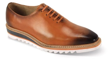 Giovanni Ruben Tan Genuine Calfskin Oxford Shoes with Hand-stitched Sole