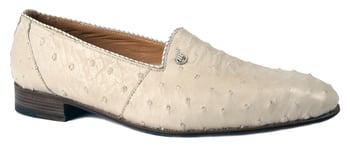 Mauri "4521/5" Winter White Genuine Ostrich Loafer Dress Shoes.