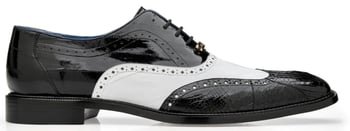 Belvedere "Varo" Black / White Genuine Alligator / Eel Wingtip Shoes R49.