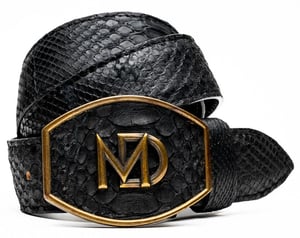 Marco Di Milano Arkansas Black Genuine Python Skin Western Belt