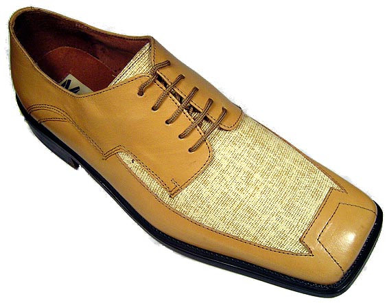 Marco Vicci Men's Taupe Leather and Linen Shoes | Upscale Menswear
