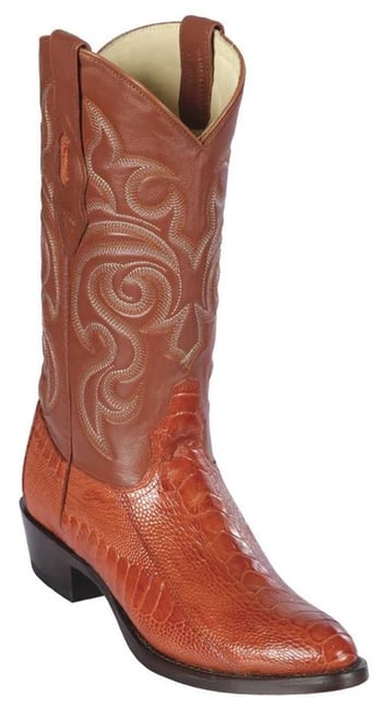 Los Altos Cognac Genuine Ostrich Leg Round Toe Cowboy Boots 650503