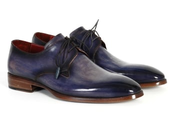 Paul Parkman PP2279 Blue & Navy Genuine Leather Hand-Painted Derby Shoes